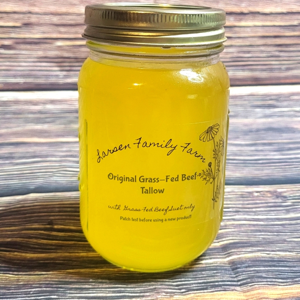 100% Grass-Fed Grass Finished Tallow 16oz Jar net weight of product closer to 14